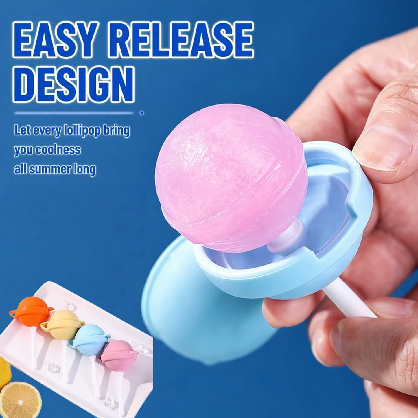 Silicone Lollipop Popsicle Molds, Reusable Ice Pop Maker for Kids DIY Juice Yogurt Frozen Treats