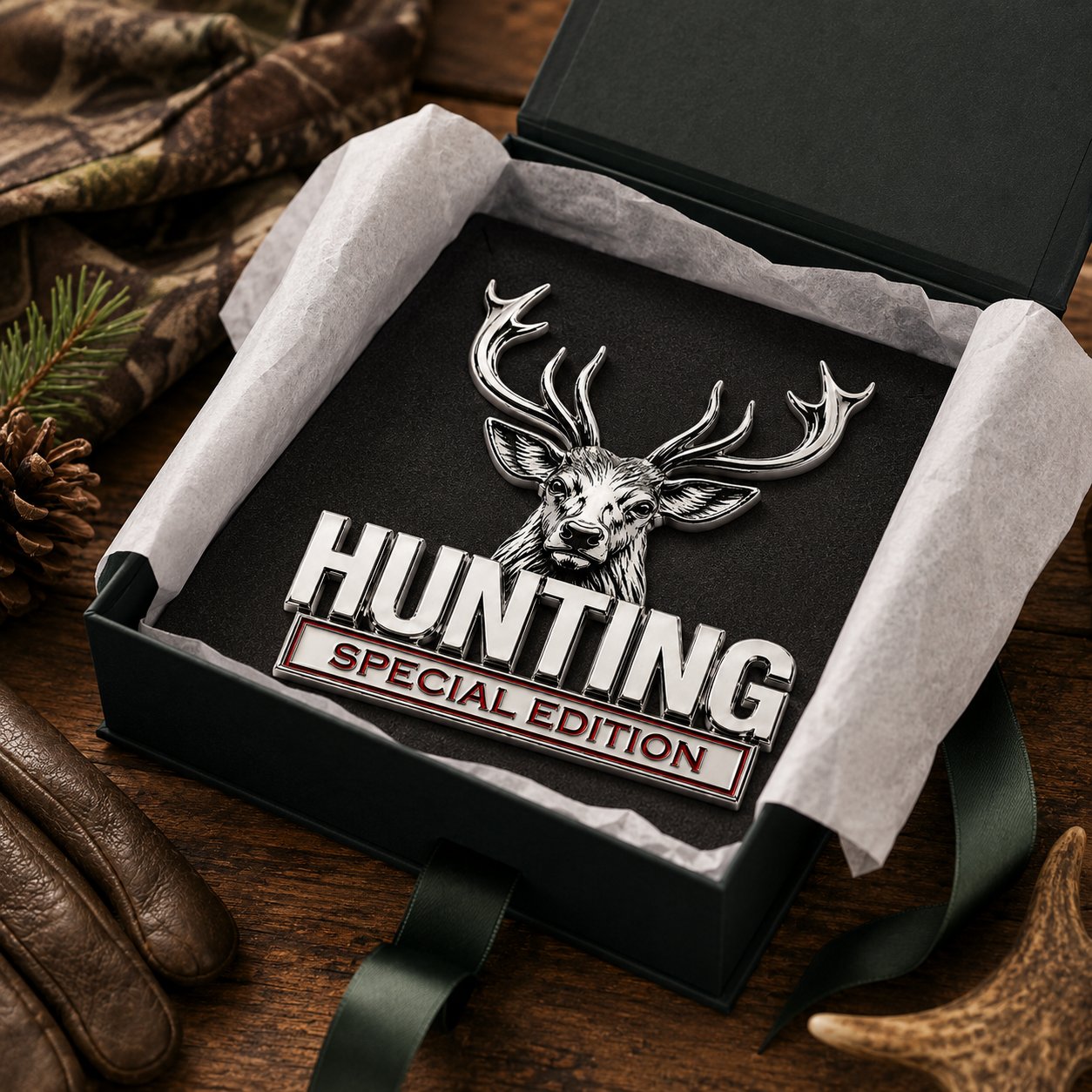 🦌 HUNTING Special Edition Emblem – Premium 3D Metal Car Badge For Hunting Enthusiast
