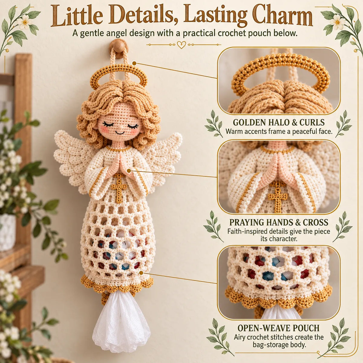 🧶 Beginner-Friendly Blessed Home Crochet Bag Holder DIY Kit ✝️