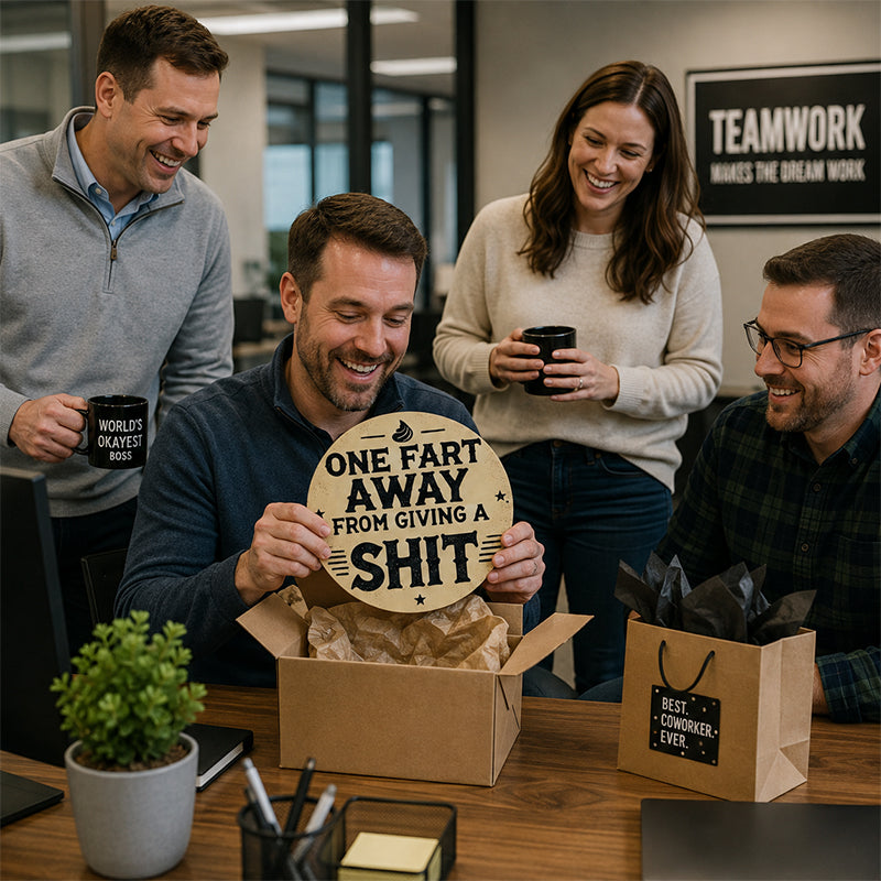 One Fart Away From Giving A Shit Funny Vintage Metal Tin Sign