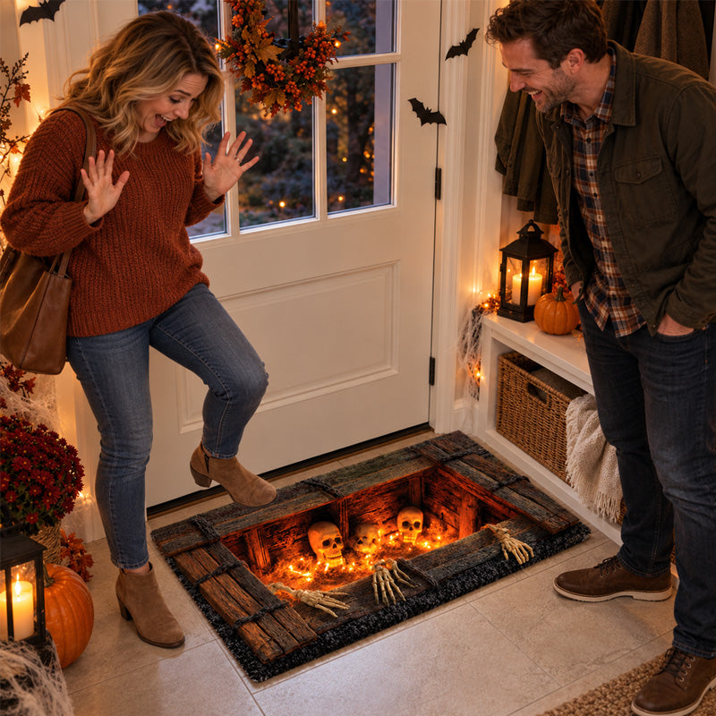 Halloween Skeleton Fireplace Rug