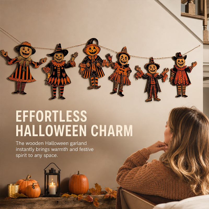 Vintage Halloween Wooden Wall Hanging Set
