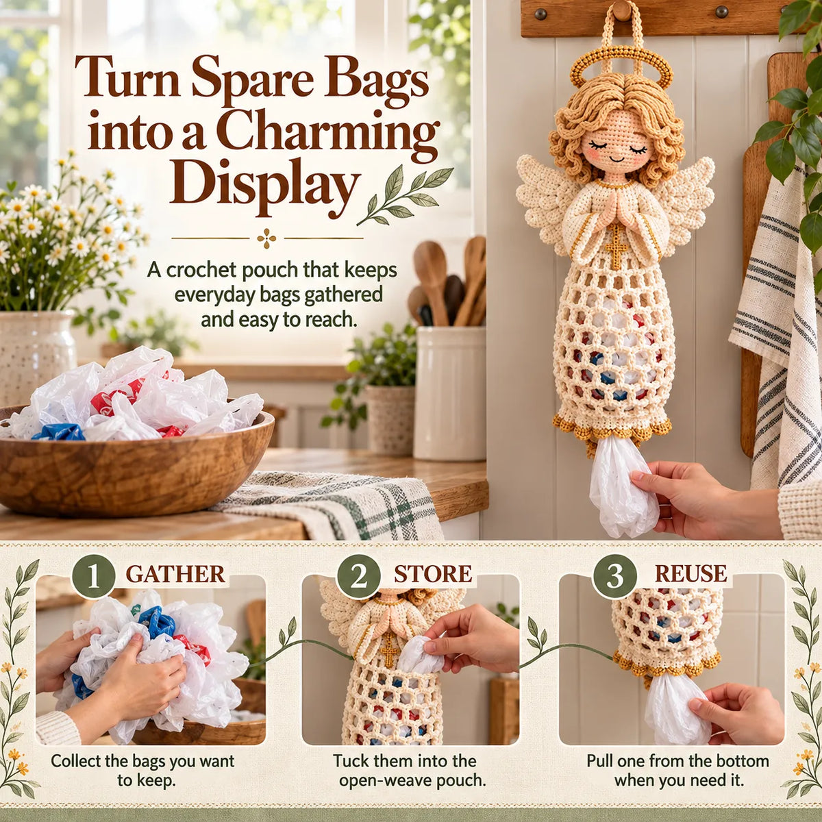 🧶 Beginner-Friendly Blessed Home Crochet Bag Holder DIY Kit ✝️