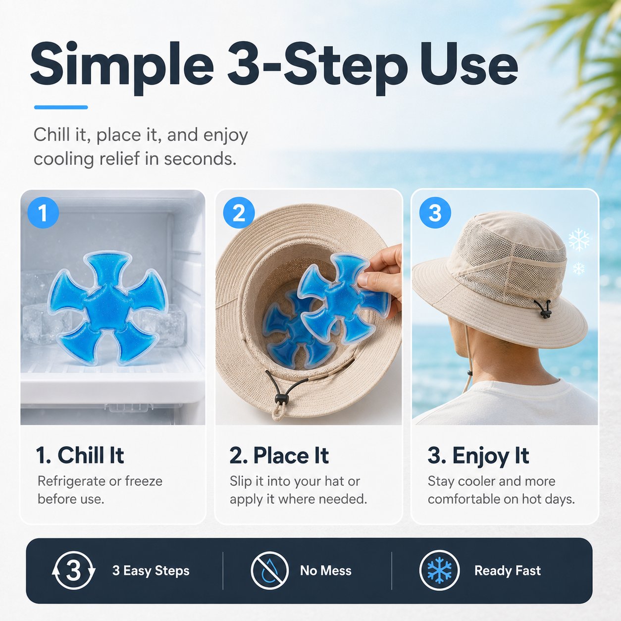 ❄️ Wearable Cooling Gel Insert – Comfort in Hat & For the Whole Body 🧢💙