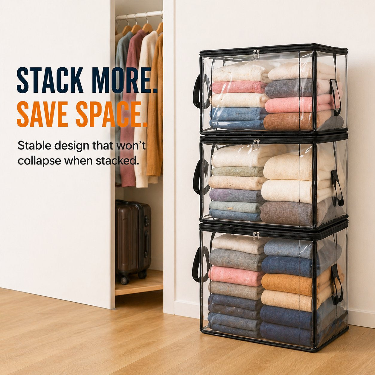 📦Large Heavy-Duty Thick Plastic Clear Storage Bag for Clothes, Moving & Storage