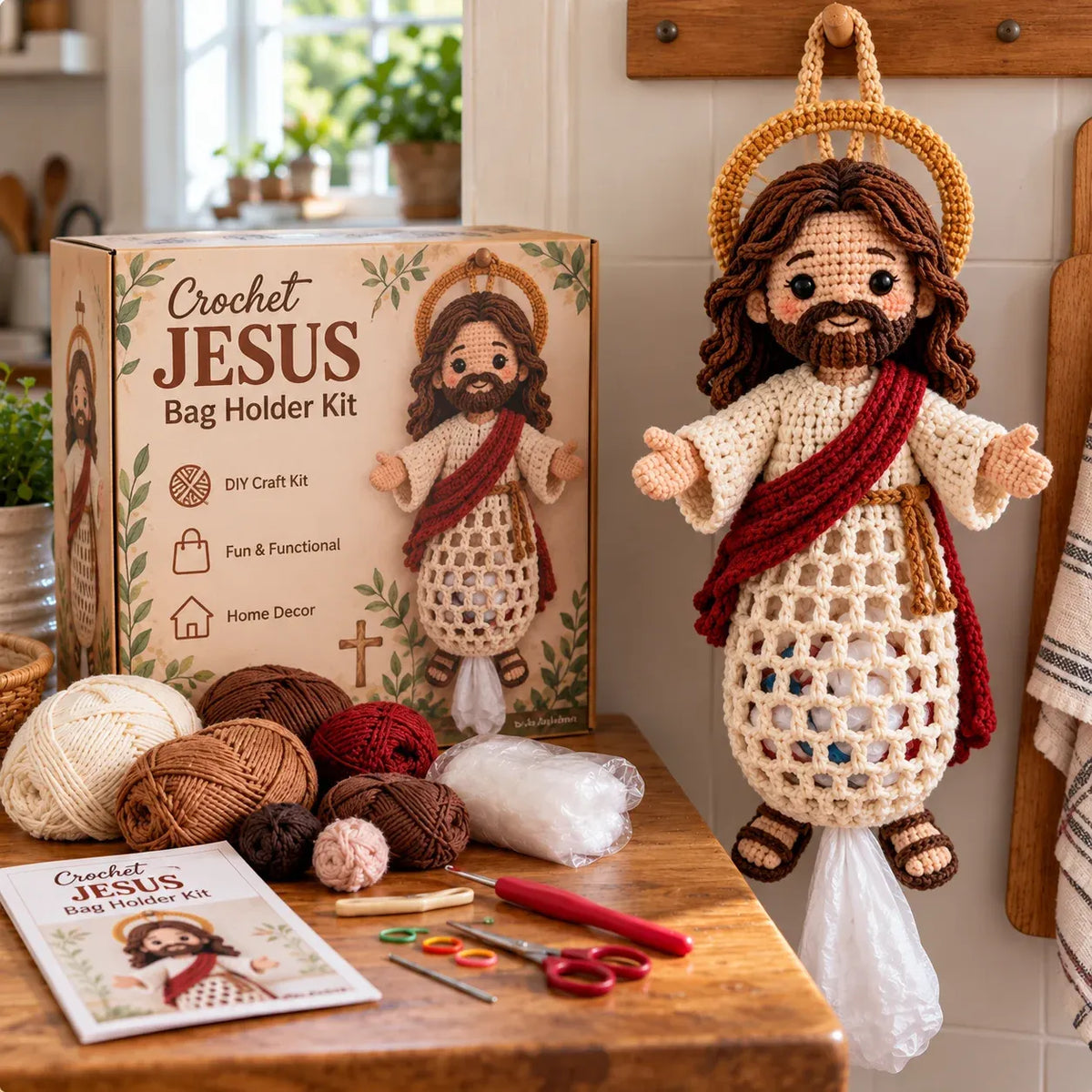 🧶 Beginner-Friendly Blessed Home Crochet Bag Holder DIY Kit ✝️