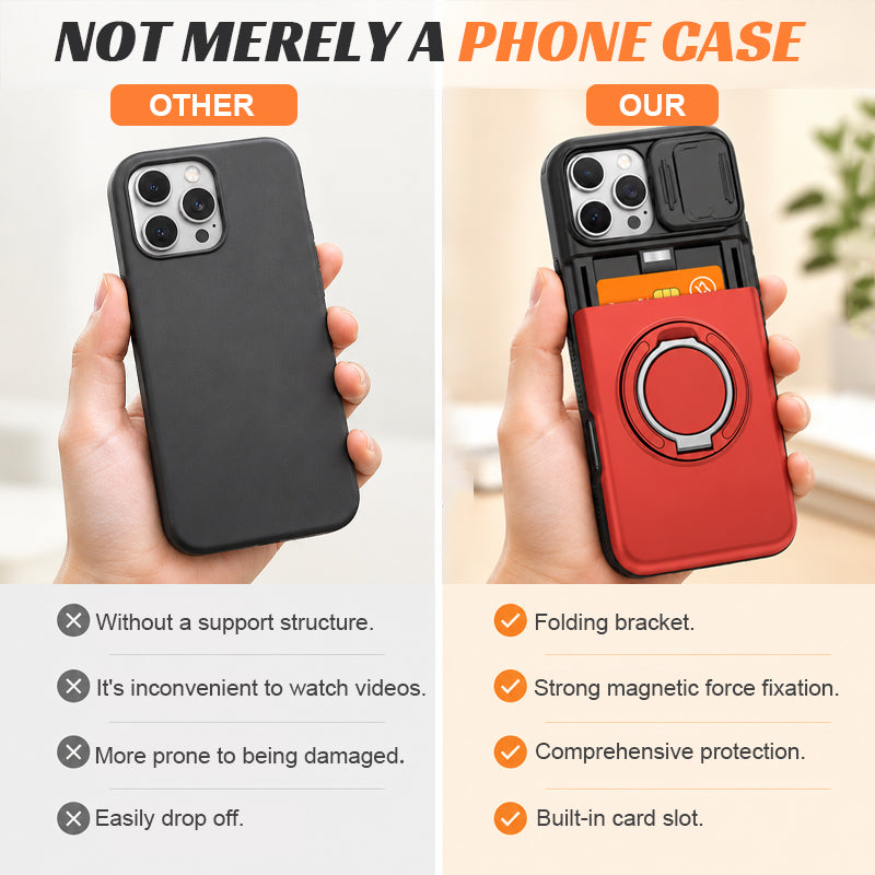 iPhone 18 Pro Case with Card Slot & 360° Ring Stand