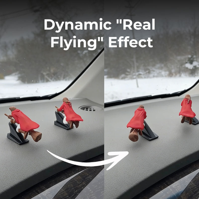🚗Fantasy Car Decor – 🧙‍♀️Witch and Wizard Broomstick Dashboard Drift Ornaments✨