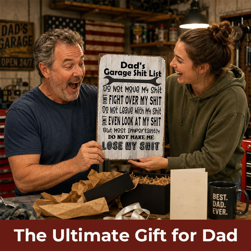 Dad's Garage Shit List Metal Sign