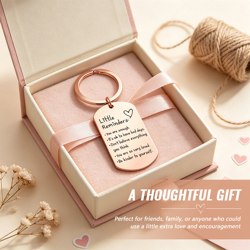 Little Reminders Engraved Keychain - Inspirational Dog Tag Keyring