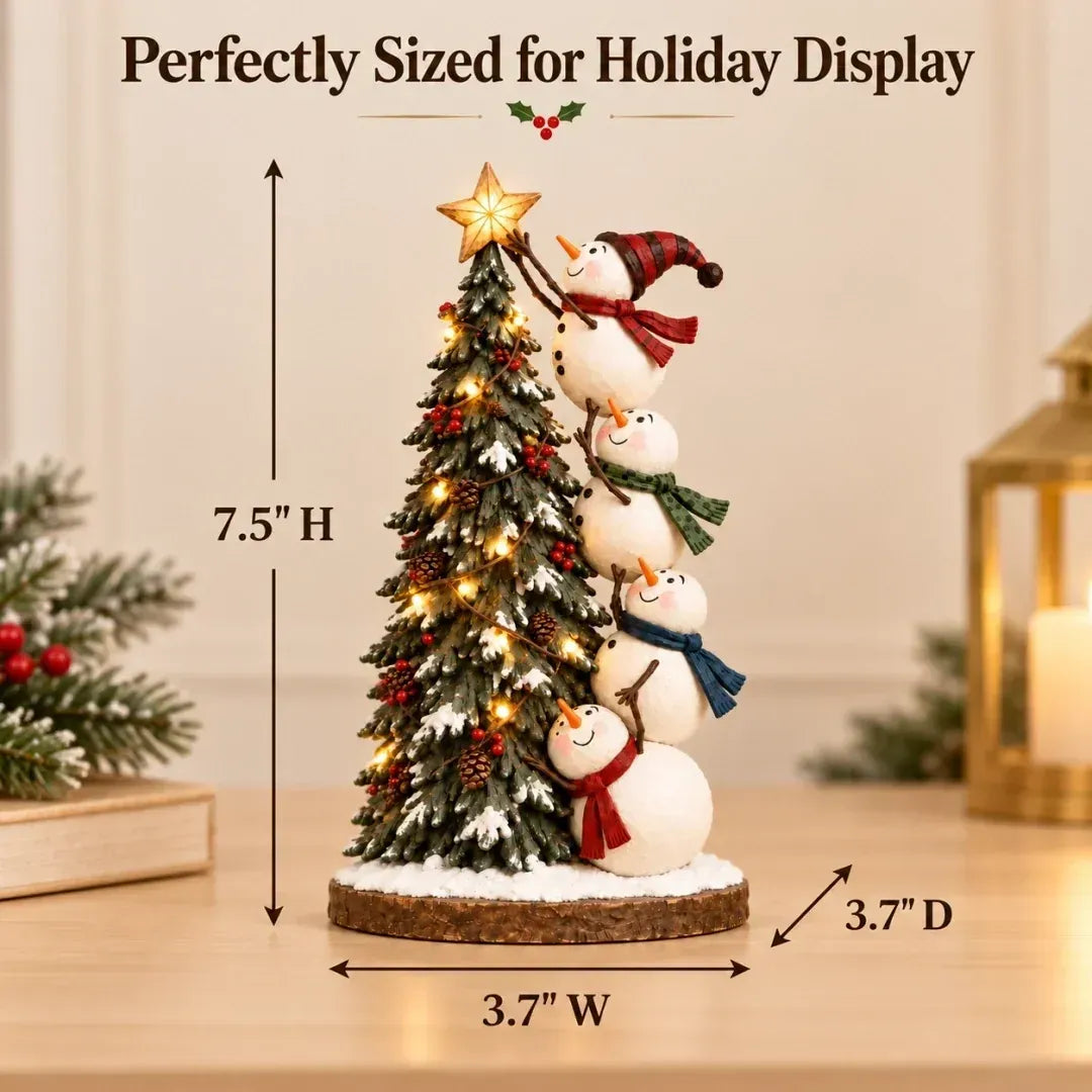 🔥 Snowmen Topping the Christmas Tree – Lighted Christmas Figurine
