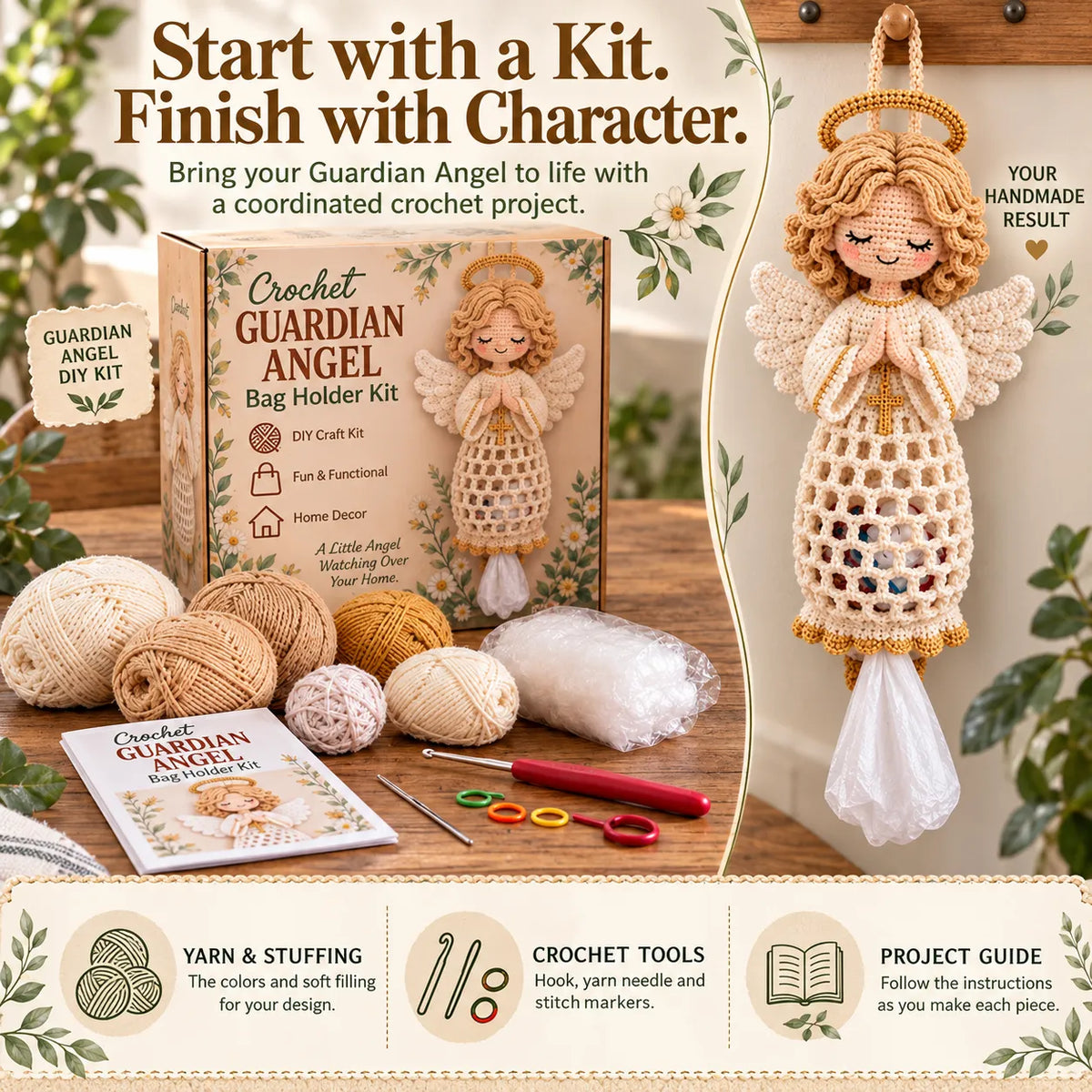 🧶 Beginner-Friendly Blessed Home Crochet Bag Holder DIY Kit ✝️