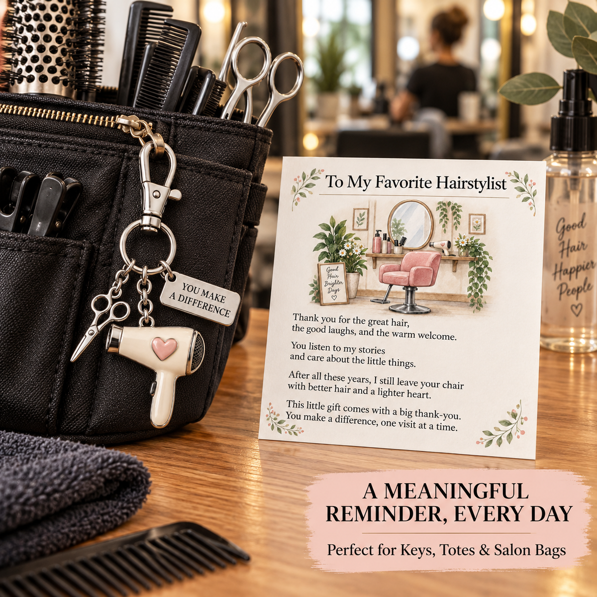 ✨ The 'You Make a Difference' Appreciation Gift Set – Keychain & Greeting Card ✨