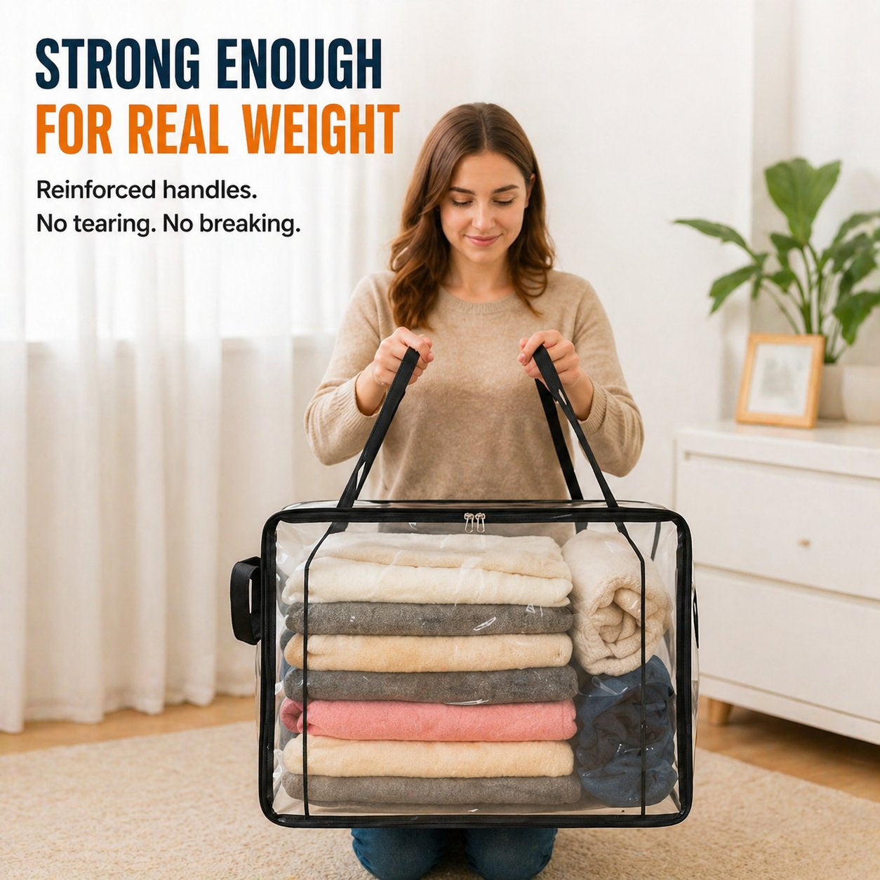 📦Large Heavy-Duty Thick Plastic Clear Storage Bag for Clothes, Moving & Storage