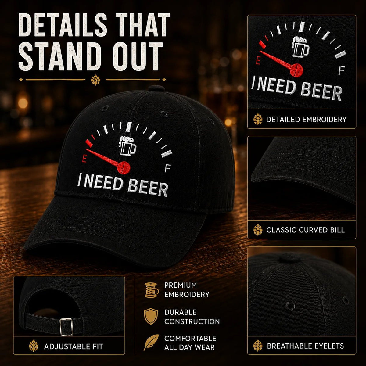 🍺 'I NEED BEER' embroidered baseball cap – Unisex commemorative cap 🧢