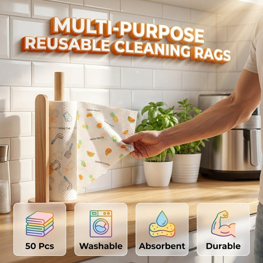 🔥 Roll of 50 reusable cleaning cloths – Wash, reuse, and clean more for less money🌿