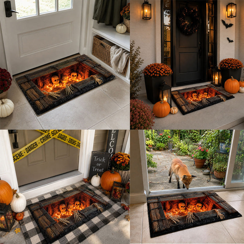 Halloween Skeleton Fireplace Rug