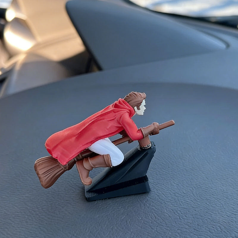 🚗Fantasy Car Decor – 🧙‍♀️Witch and Wizard Broomstick Dashboard Drift Ornaments✨