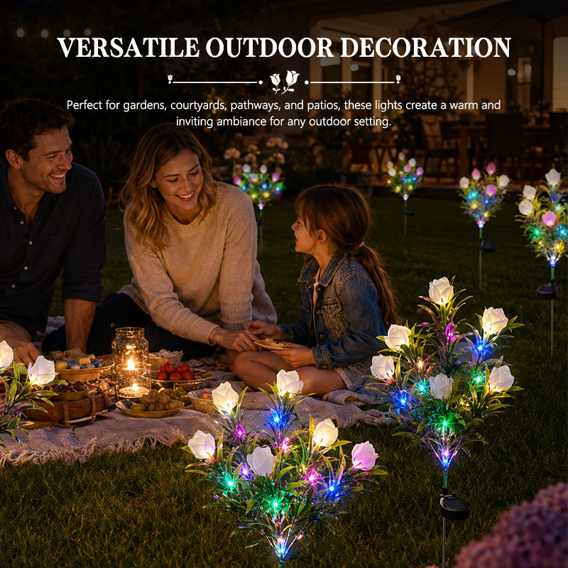 Solar Gardenia Flower Lights 🌸 LED Simulation Flower Lamps for Courtyard & Garden Decoration, Outdoor Waterproof Ambient Lighting