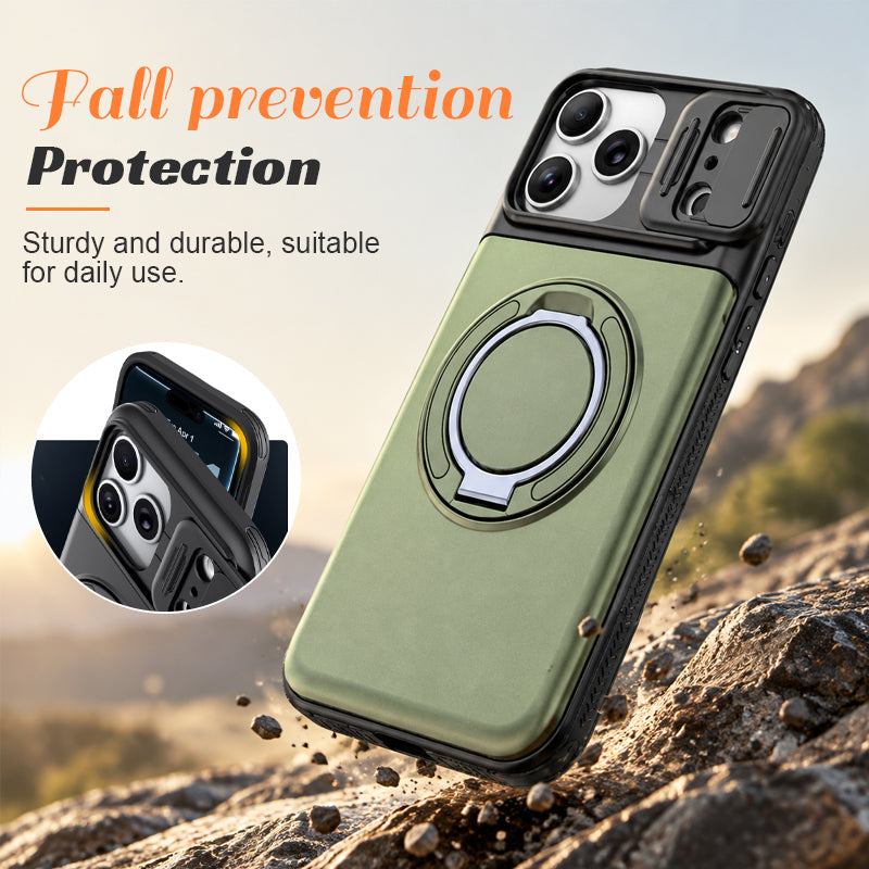 iPhone 18 Pro Case with Card Slot & 360° Ring Stand