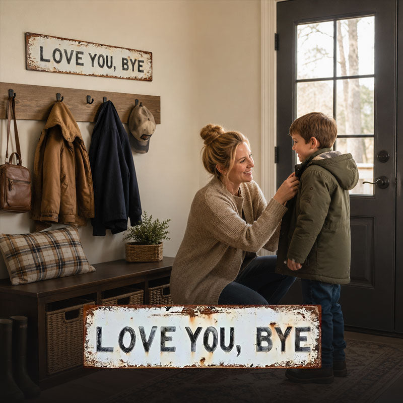 LOVE YOU, BYE – Vintage Metal Wall Sign