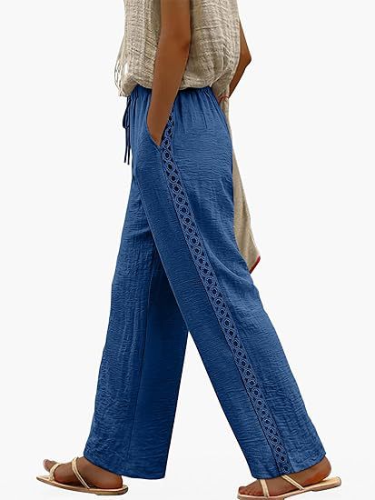 ✨ Women's Boho Pants With Side Lace Detail – Lightweight Comfort Elegance Everyday Style