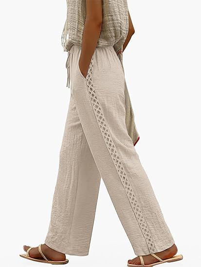 ✨ Women's Boho Pants With Side Lace Detail – Lightweight Comfort Elegance Everyday Style