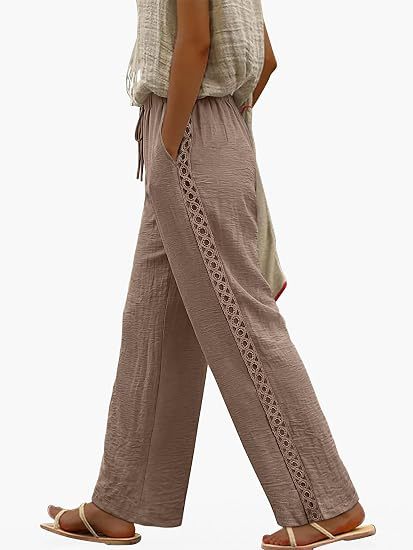 ✨ Women's Boho Pants With Side Lace Detail – Lightweight Comfort Elegance Everyday Style