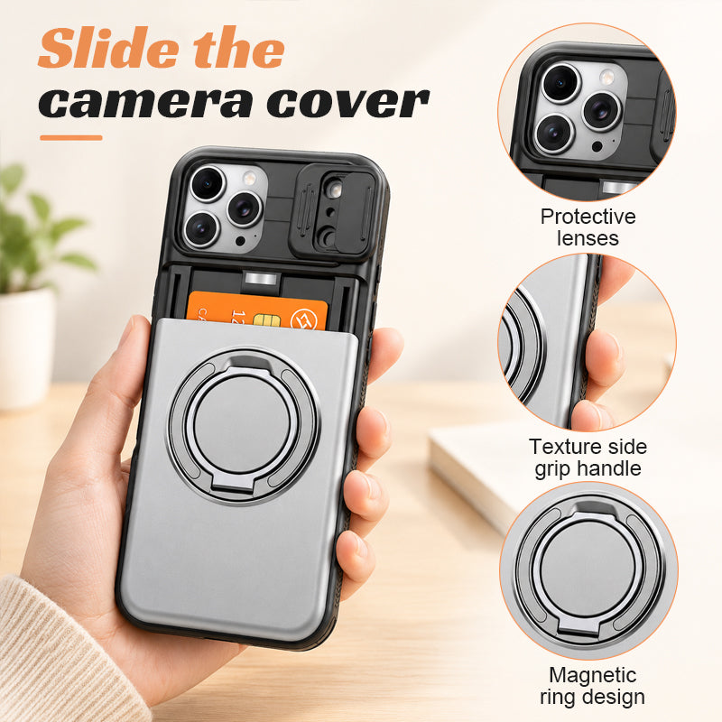 iPhone 18 Pro Case with Card Slot & 360° Ring Stand