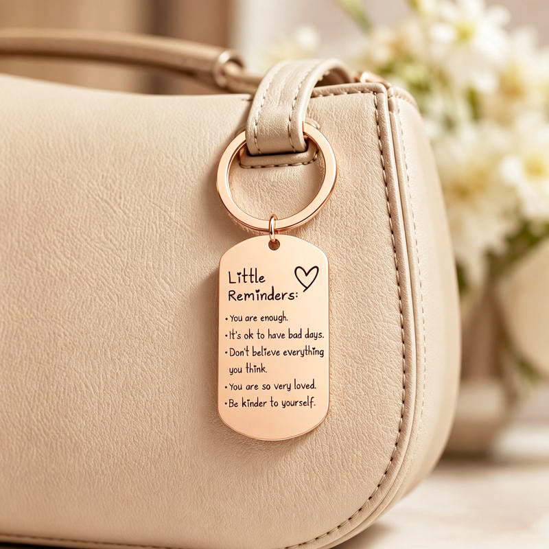 Little Reminders Engraved Keychain - Inspirational Dog Tag Keyring