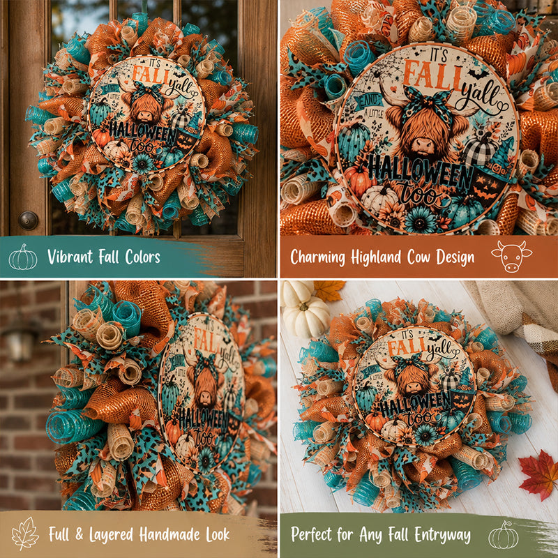 🍂 Fall/Halloween Highland Cow Wreath