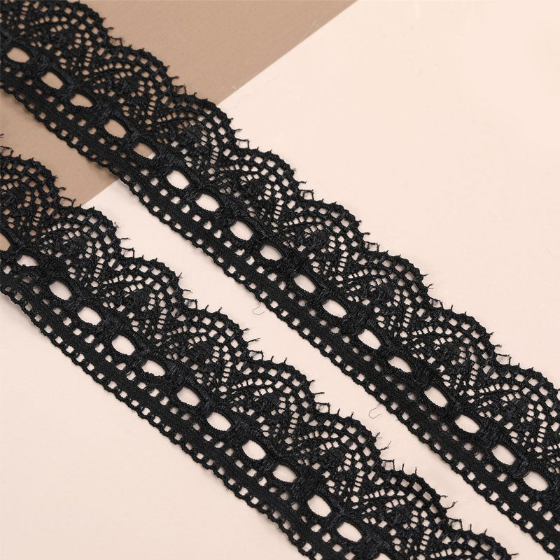 Elastic Embroidered Lace Trim for Shirt Button Decor, Colorful Stretch Lace Ribbon for DIY Sewing & Lingerie Crafts