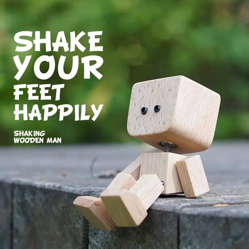 “Tapping Foot” Wooden Statue Car Decorative Ornament