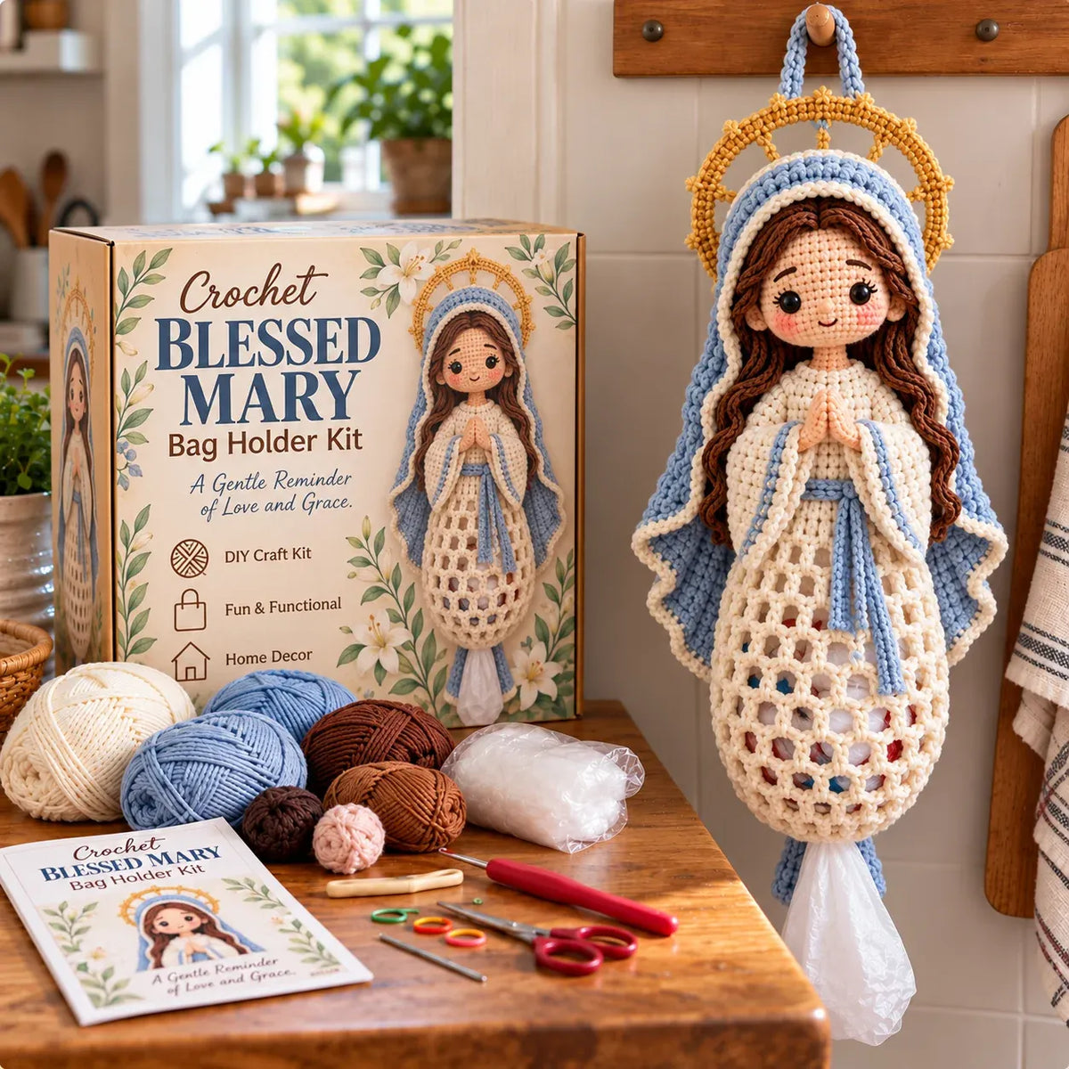 🧶 Beginner-Friendly Blessed Home Crochet Bag Holder DIY Kit ✝️