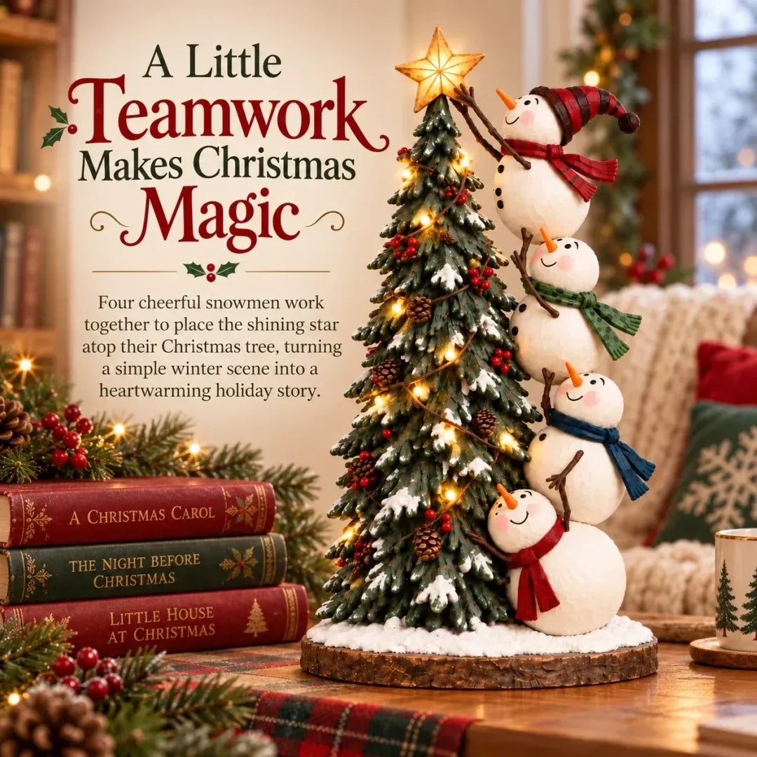🔥 Snowmen Topping the Christmas Tree – Lighted Christmas Figurine