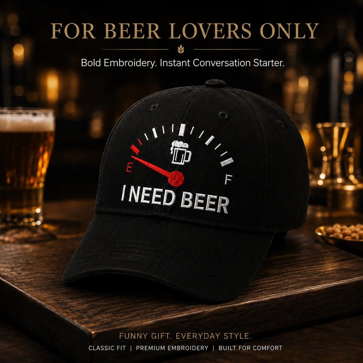 🍺 'I NEED BEER' embroidered baseball cap – Unisex commemorative cap 🧢