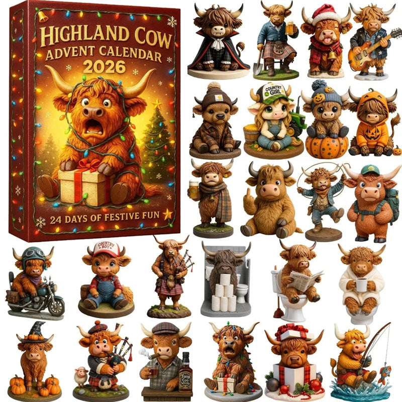 🐮 2026 Cartoon Highland Cow Advent Calendar