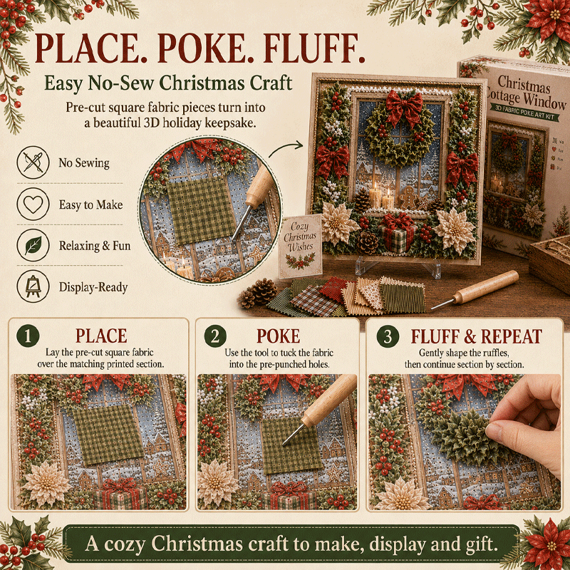 🎁 3D Christmas Fabric Poke Art Kit