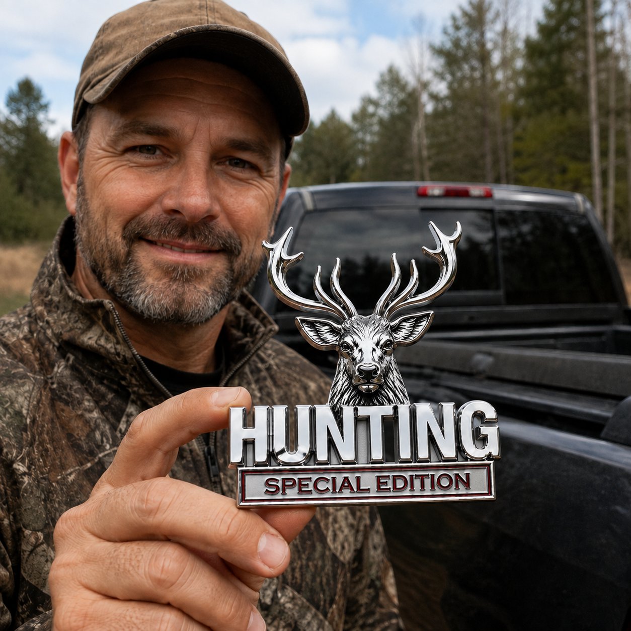 🦌 HUNTING Special Edition Emblem – Premium 3D Metal Car Badge For Hunting Enthusiast