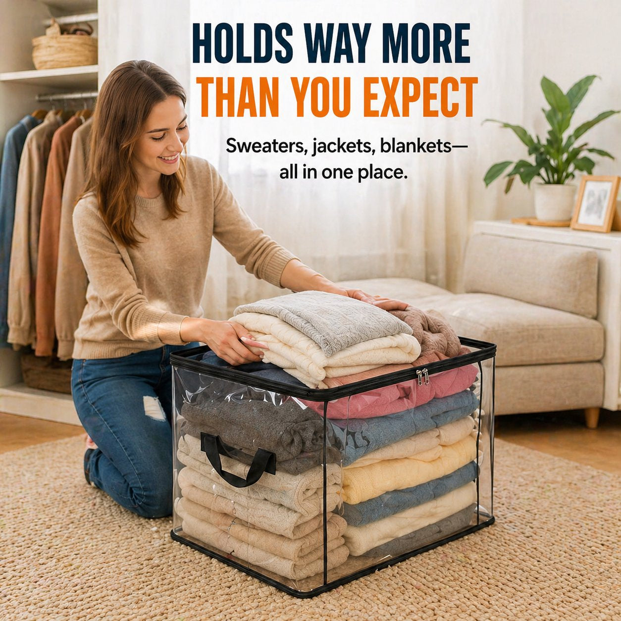 📦Large Heavy-Duty Thick Plastic Clear Storage Bag for Clothes, Moving & Storage