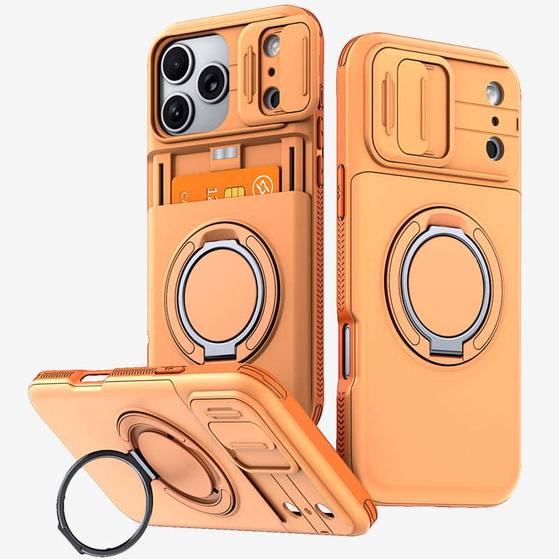 iPhone 18 Pro Case with Card Slot & 360° Ring Stand