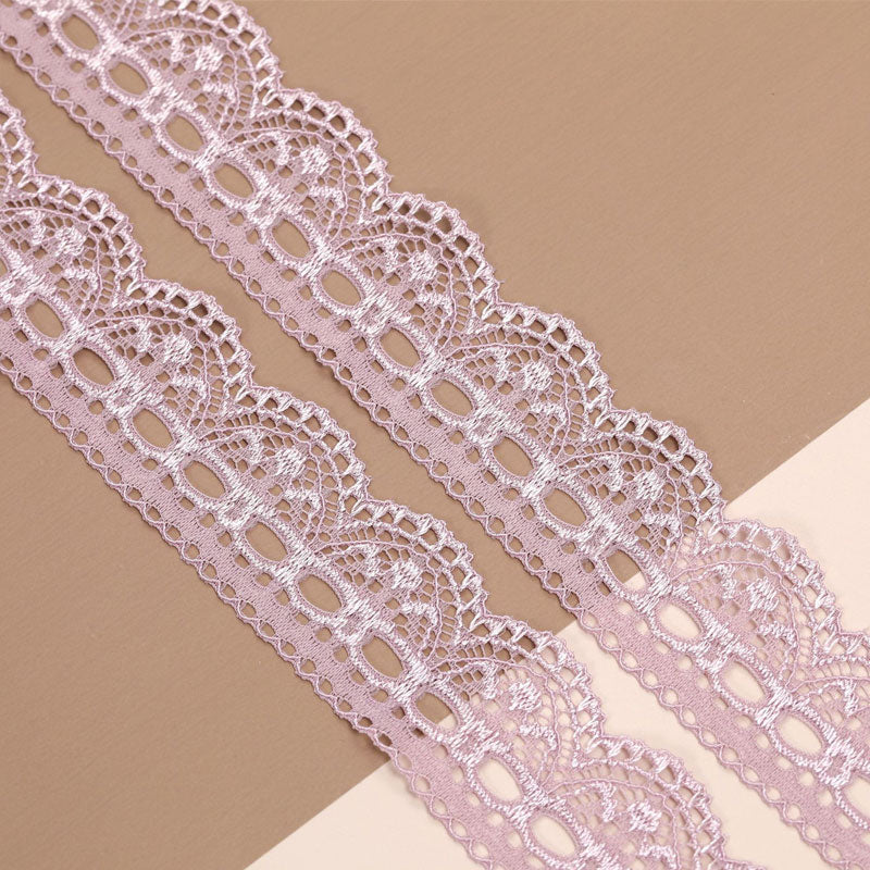 Elastic Embroidered Lace Trim for Shirt Button Decor, Colorful Stretch Lace Ribbon for DIY Sewing & Lingerie Crafts