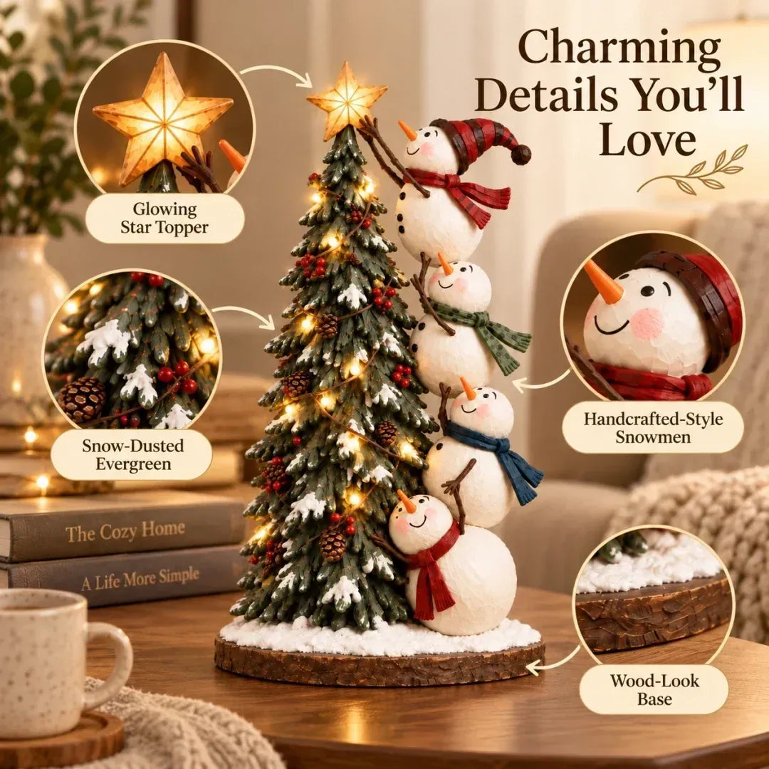 🔥 Snowmen Topping the Christmas Tree – Lighted Christmas Figurine