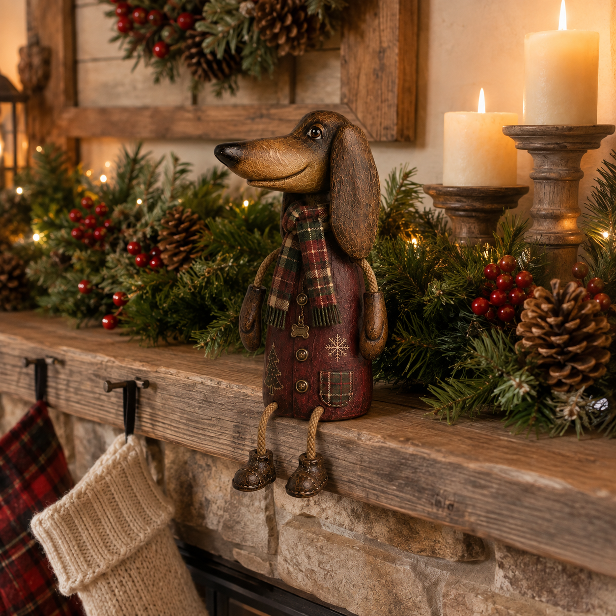 🏡Vintage Christmas Dachshund Shelf Sitter