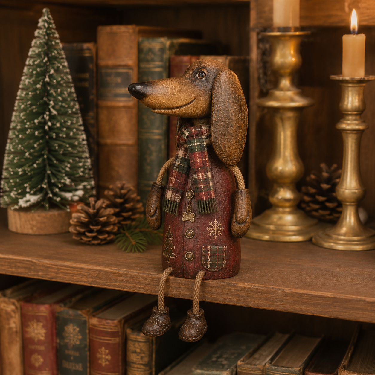 🏡Vintage Christmas Dachshund Shelf Sitter