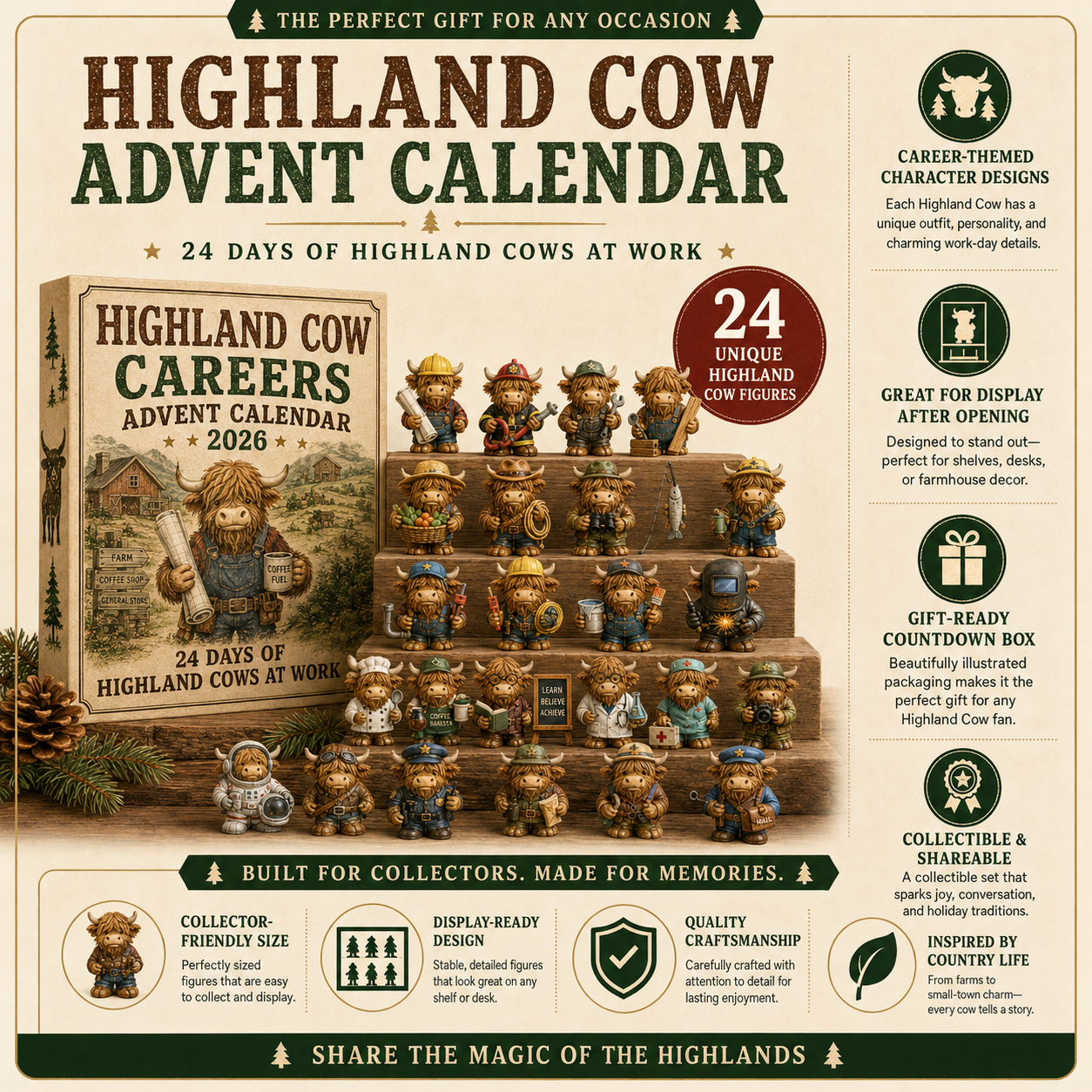 🐮 Highland Cow Careers Advent Calendar 2026 – 24 Days of Country Charm 🎁🤎