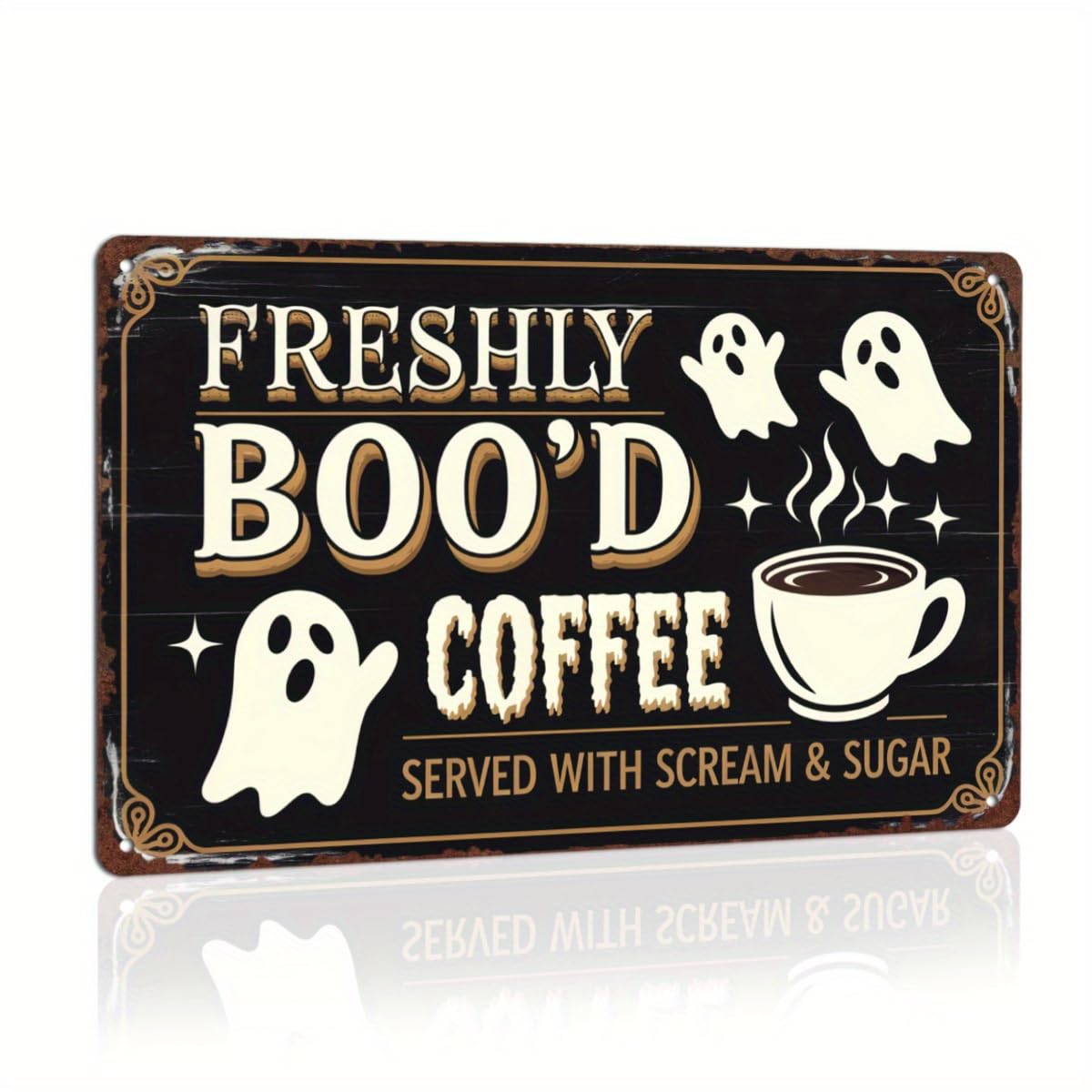 Vintage-Style Halloween Tin Sign – Wall Decor for Kitchens, Homes, Cafés, and Halloween Parties