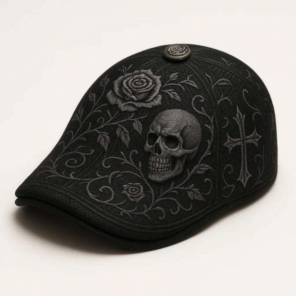 🔥Last Day 50% OFF💀Handcrafted Skull & Thorn Flat Cap