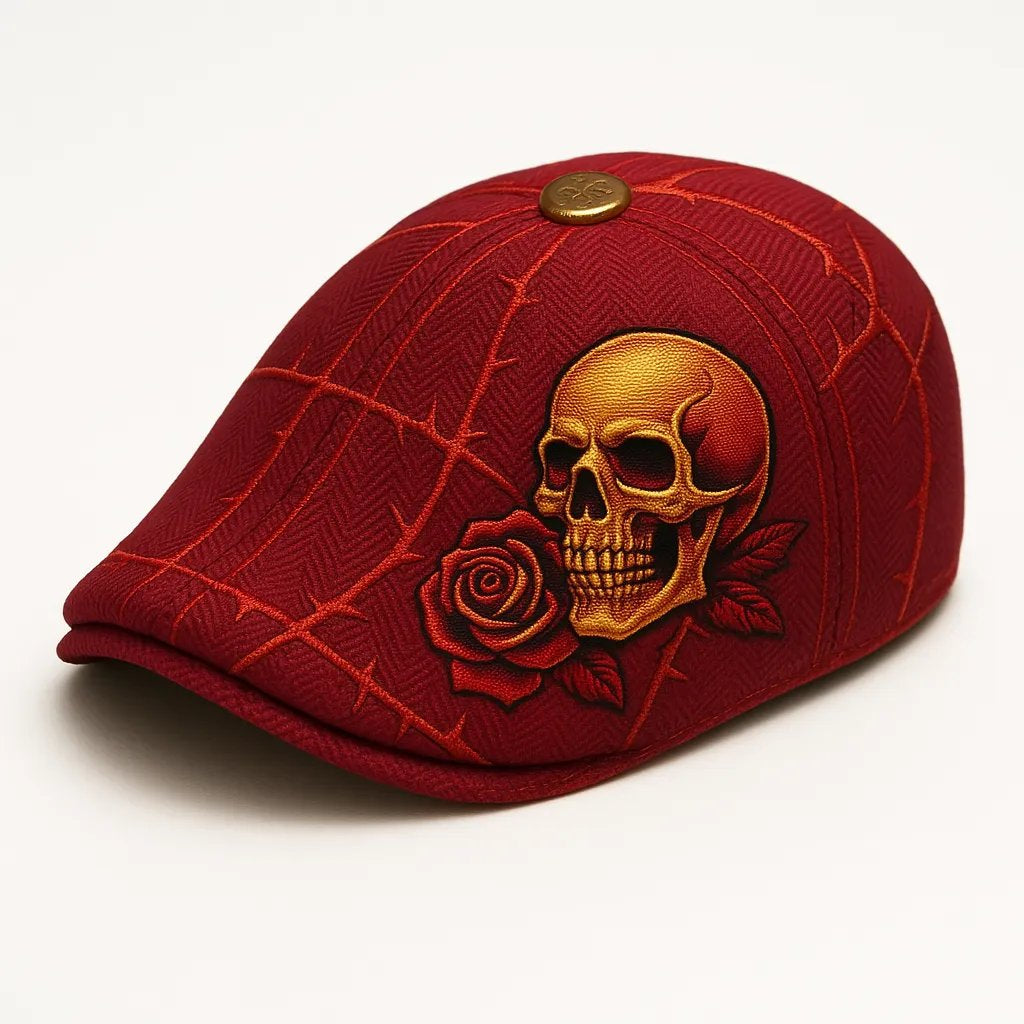 🔥Last Day 50% OFF💀Handcrafted Skull & Thorn Flat Cap