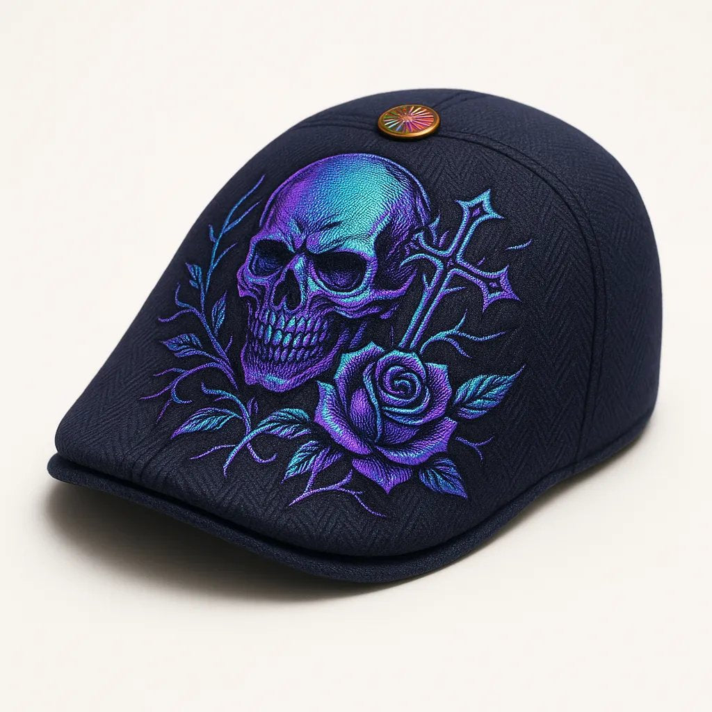 🔥Last Day 50% OFF💀Handcrafted Skull & Thorn Flat Cap
